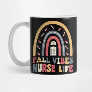 Fall Vibes and That Nurse Life, Groovy Autumn Gifts for Nurses Mug